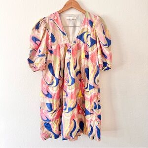Karlie Boutique Abstract Print Puff Sleeve Dresss Sz M